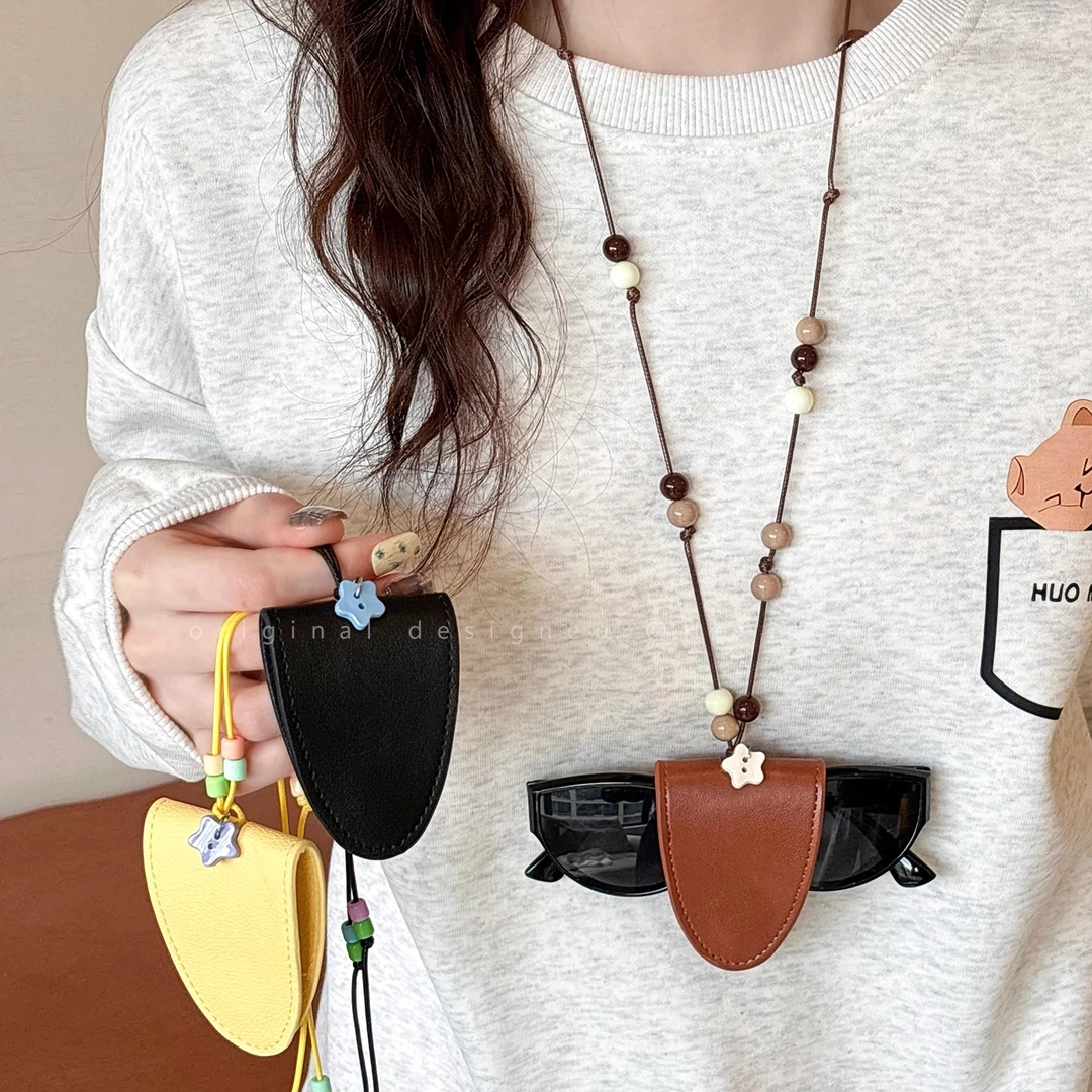 钛钢项链 多巴胺皮质串珠眼镜夹旅游毛衣项链秋冬墨镜挂脖长配饰