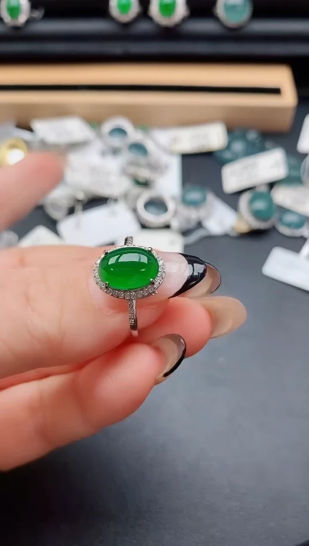 翡翠戒指银S925镶嵌1