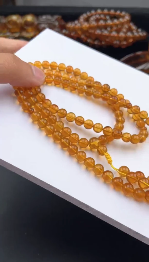 【闪购商品】琥珀手链未镶嵌金棕珀108多圈项链