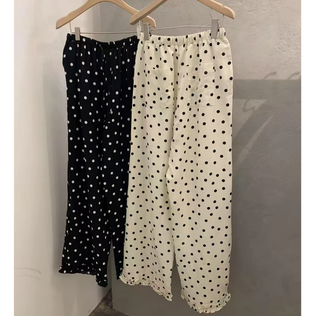 韩国东大门 正品 夏季白色波点长裤