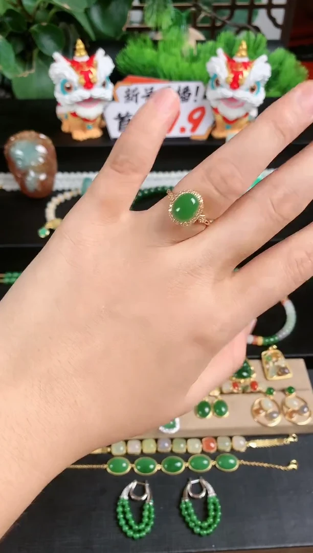 银S925镶嵌戒指和田玉1