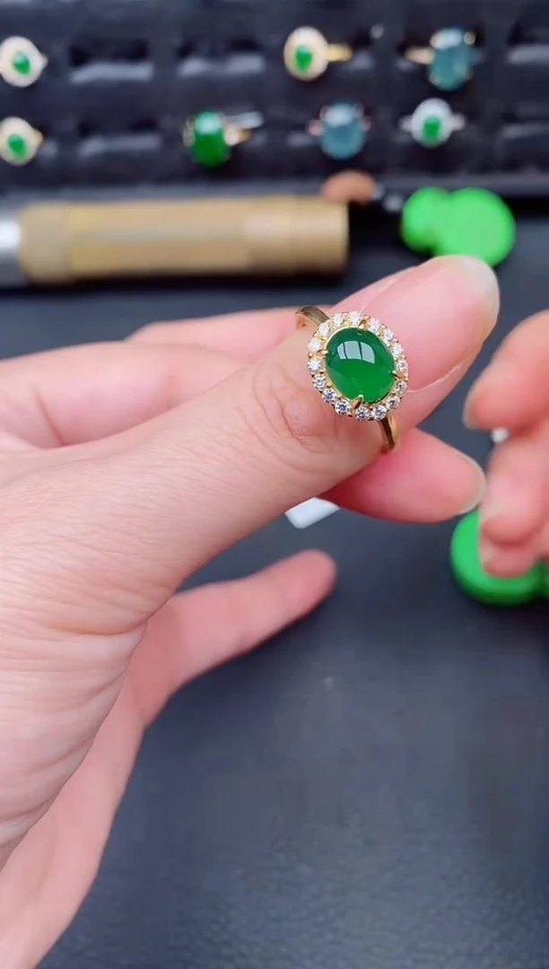 银S925镶嵌戒指翡翠天然a货翡翠179