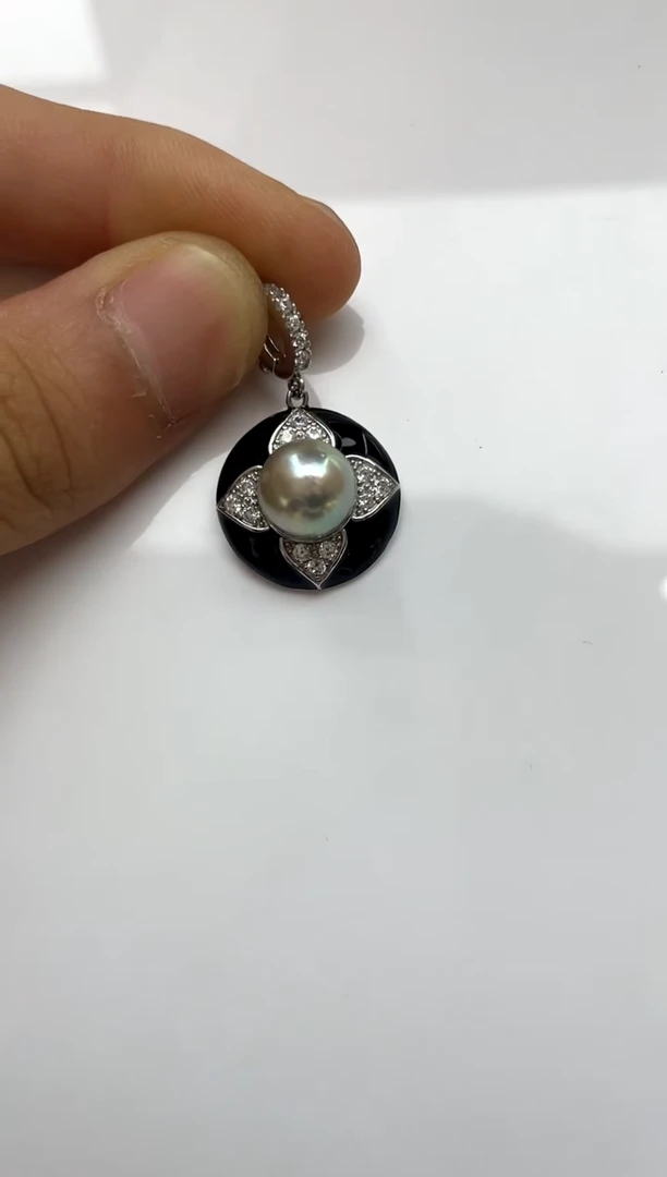 颈饰银S925镶嵌海水珍珠9-10