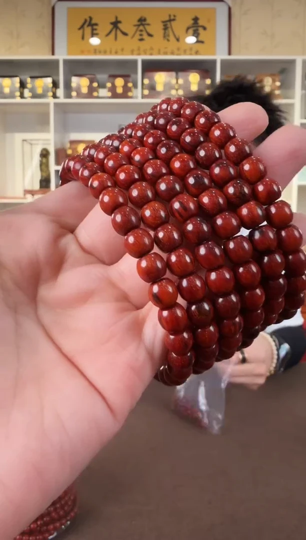 檀香紫檀（小叶紫檀）6.5*7.3 藏切鼓珠单圈手串