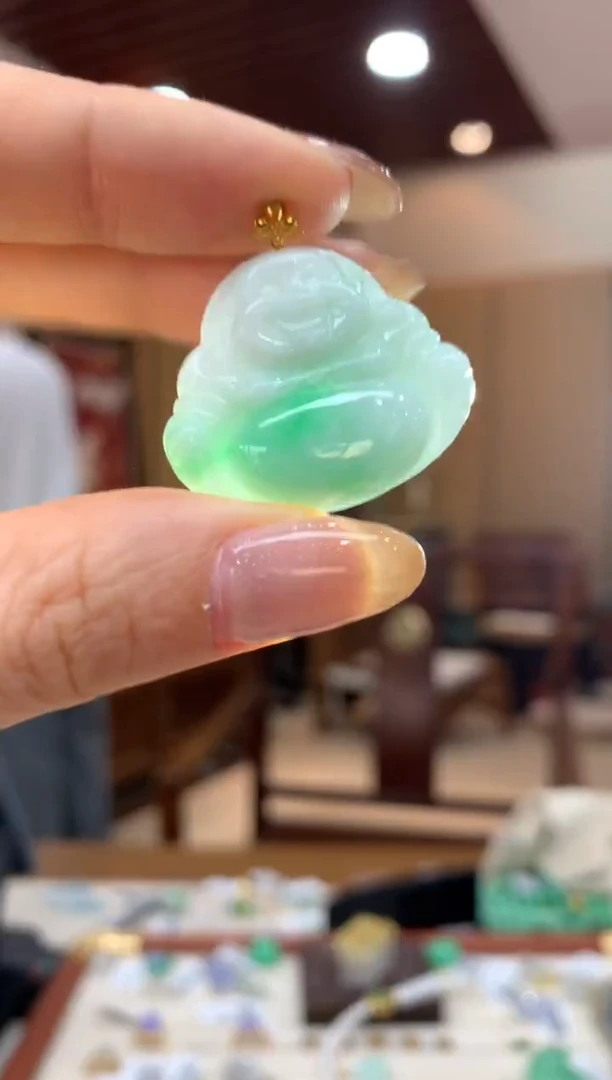 吊坠(不含链)18K金镶嵌翡翠佛公