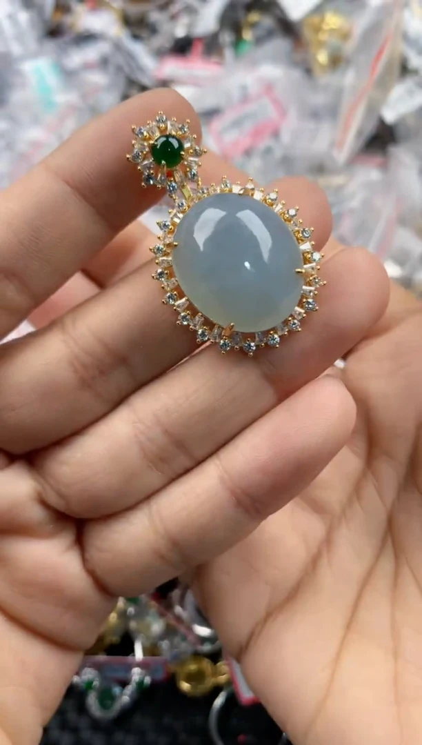 银S925镶嵌戒指翡翠4444----9