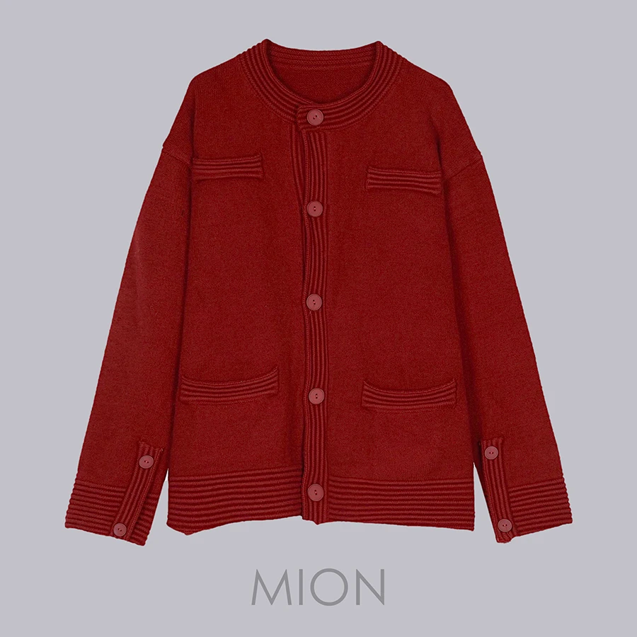 MION 新年红 针织开衫毛衣外套