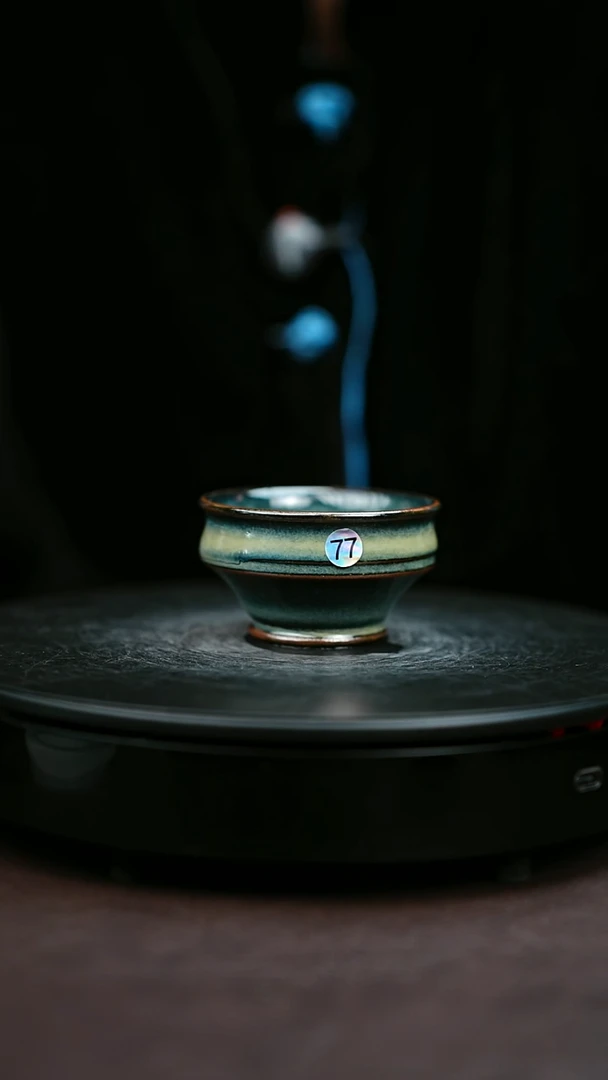 77#原矿钧瓷炉钧釉灯盏杯