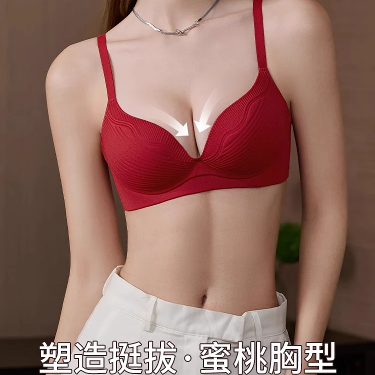 维多利亚红色内衣女蛇年礼物新年本命年小胸聚拢高级送礼礼盒文胸