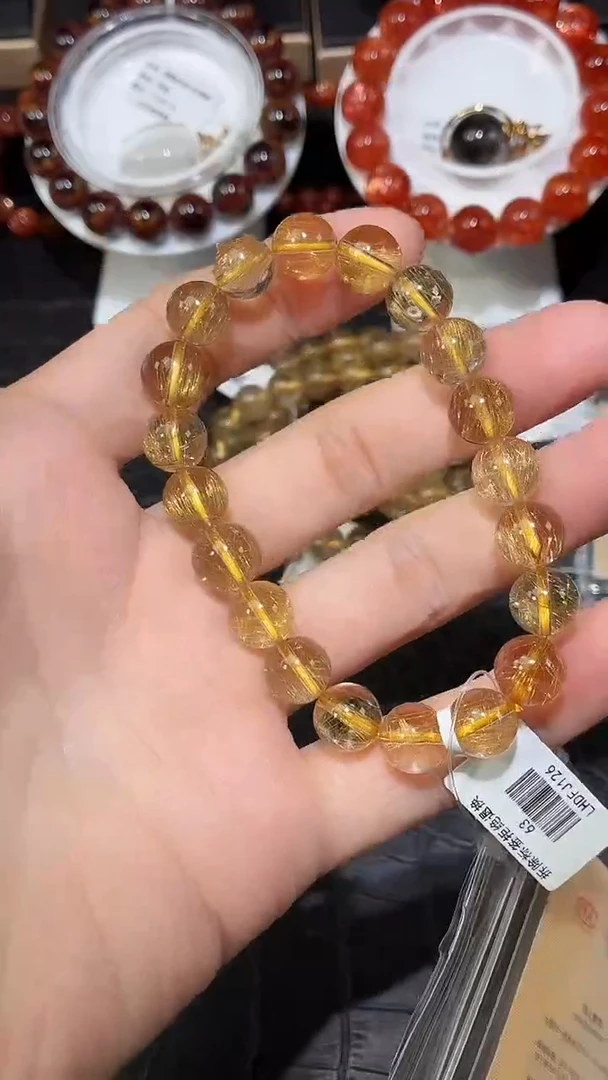 未镶嵌手链水晶幸****）金发晶单圈手链A10