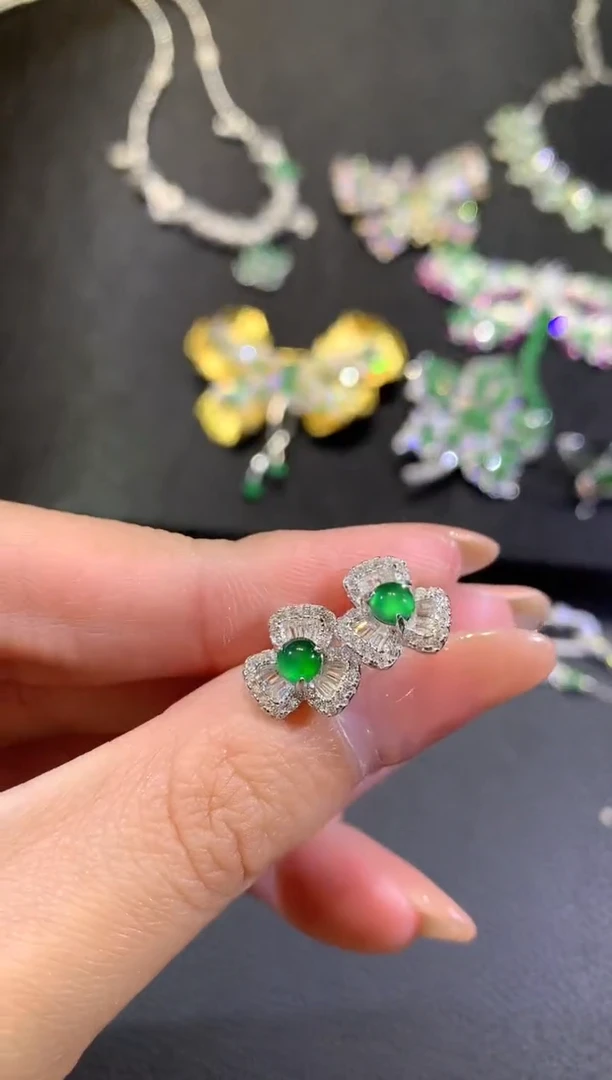 【闪购商品】翡翠耳饰银S925镶嵌160耳饰（多样性发货一件