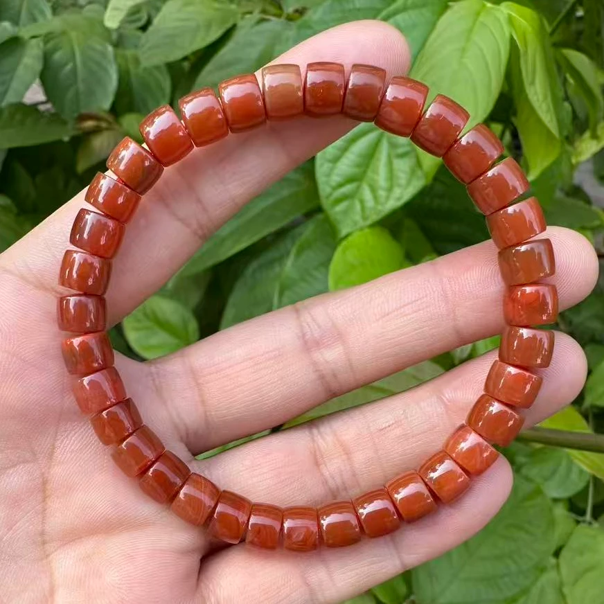 高品质南红直切手串卡8飘花美到爆无酸洗注胶