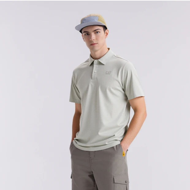 CAT卡特凉感短袖翻领T恤透气通勤弹性休闲男士春夏速干S W6648