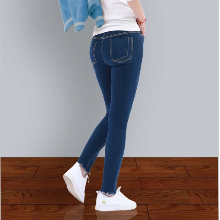 休闲显瘦牛仔裤春女时尚弹力外穿修身中腰韩版长裤