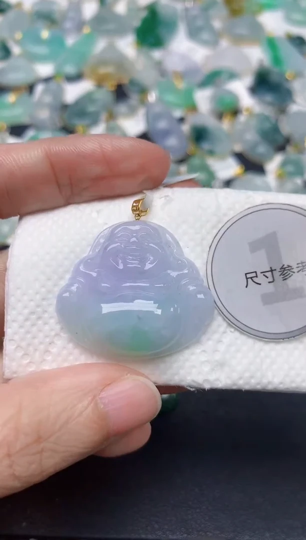 颈饰18K金镶嵌翡翠天然缅甸A货翡翠
