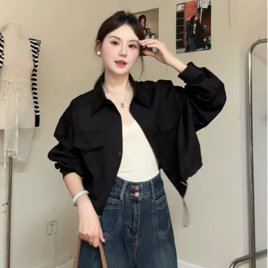 【韩版薄款短外套】2025春季新款百搭显瘦长袖薄外套小个子女25002