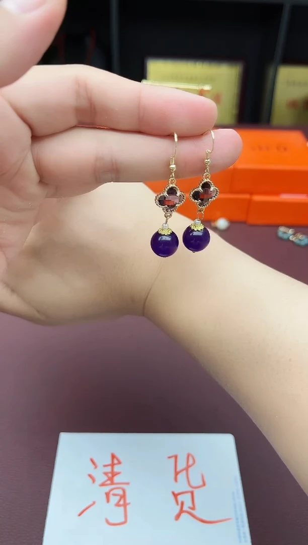 水晶耳饰银S925镶嵌112000