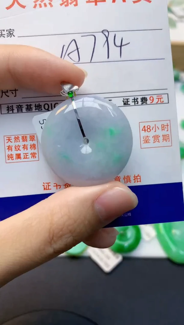 颈饰18K金镶嵌翡翠天然缅甸A货翡翠百元以上9元证书费自理