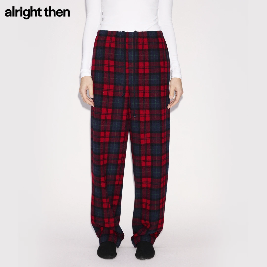 alright then全绵羊毛冬季氛围感圣诞红格纹毛呢休闲舒适保暖卫裤