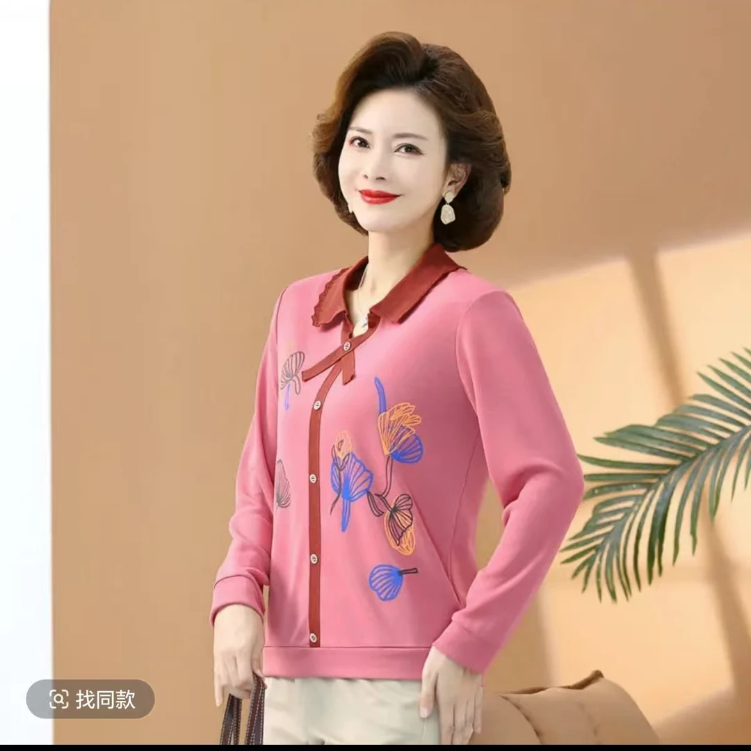 8369新款妈妈装上衣长袖打底衫洋气中老年女装春秋时尚小衫新仓库