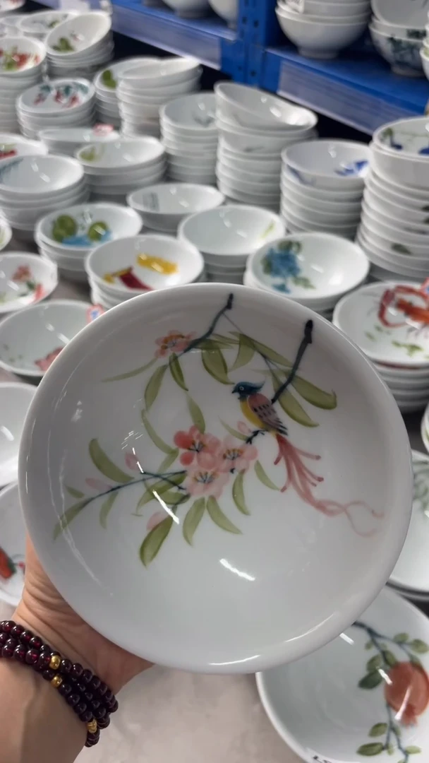 瓷片景德镇高温陶瓷食品级手绘釉中彩-壮壮碗