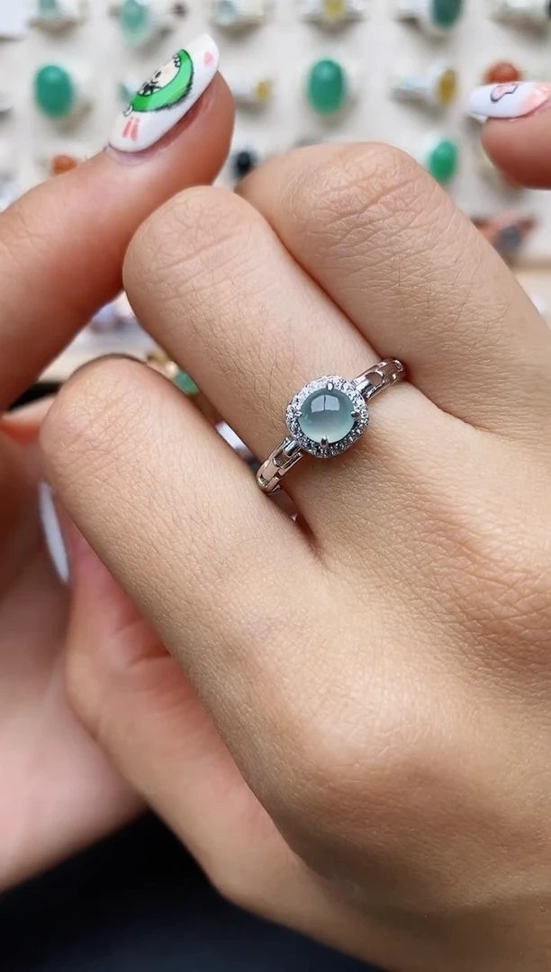 【闪购商品】翡翠戒指银S925镶嵌缅甸翡翠