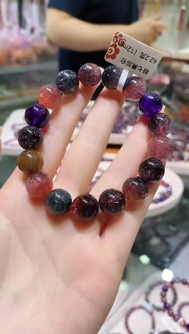 水晶手链未镶嵌78多样性发其一黑加仑12+