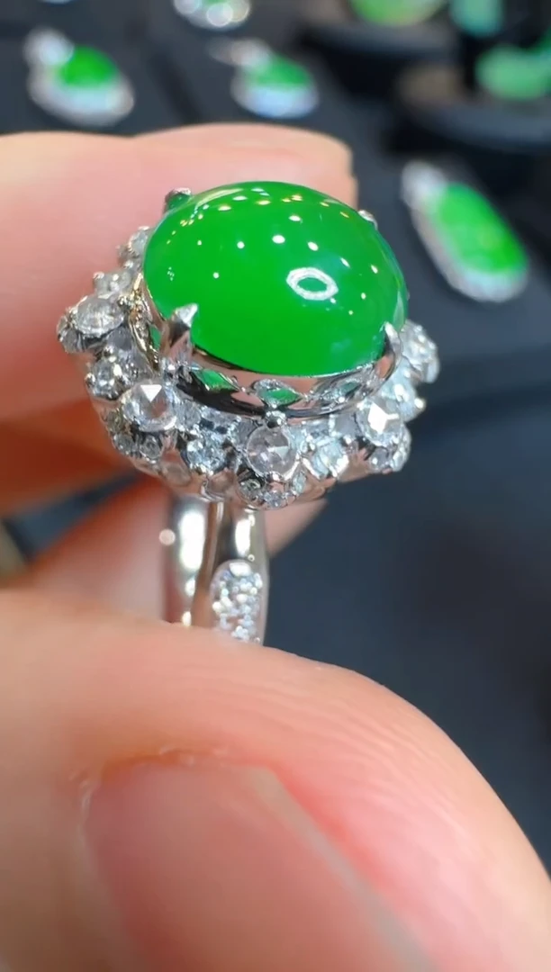 翡翠戒指18K金镶嵌多样性团购发一件