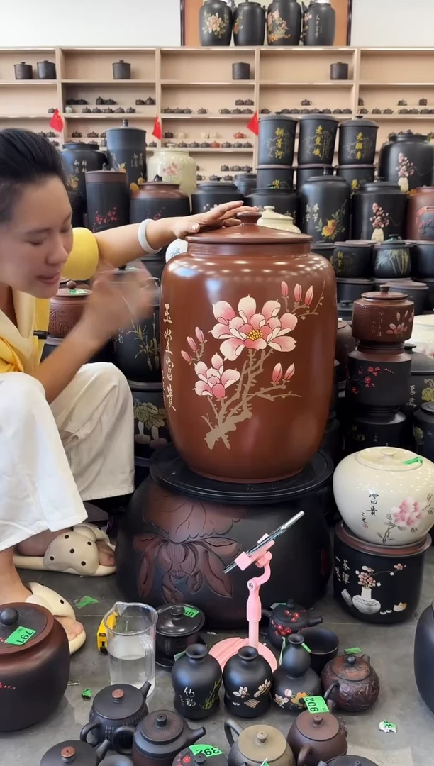 罐瑕疵 彩填三号复烧茶缸 高52cm 770