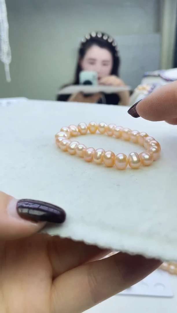 未镶嵌手链淡水珍珠中国红手链