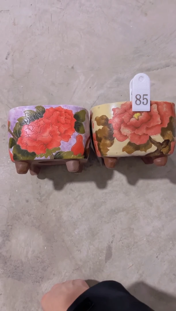 摆件六*85陶花岛花盆罐—手工痕迹默认，大小会有1-2公分误差