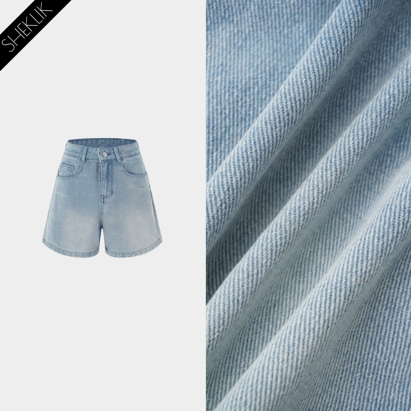 休闲#蓝色水洗刺绣夏季牛仔短裤时尚百搭宽松皮牌潮流设计师高腰