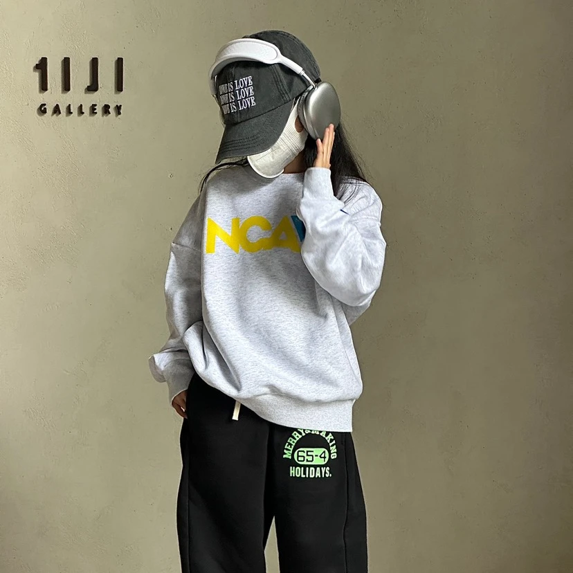 .W272451【灰黑加绒】加绒宽松儿童卫衣