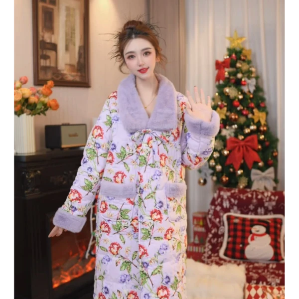 【紫罗兰●长袍款】24秋冬新款加厚保暖时尚气质可外穿家居服睡衣