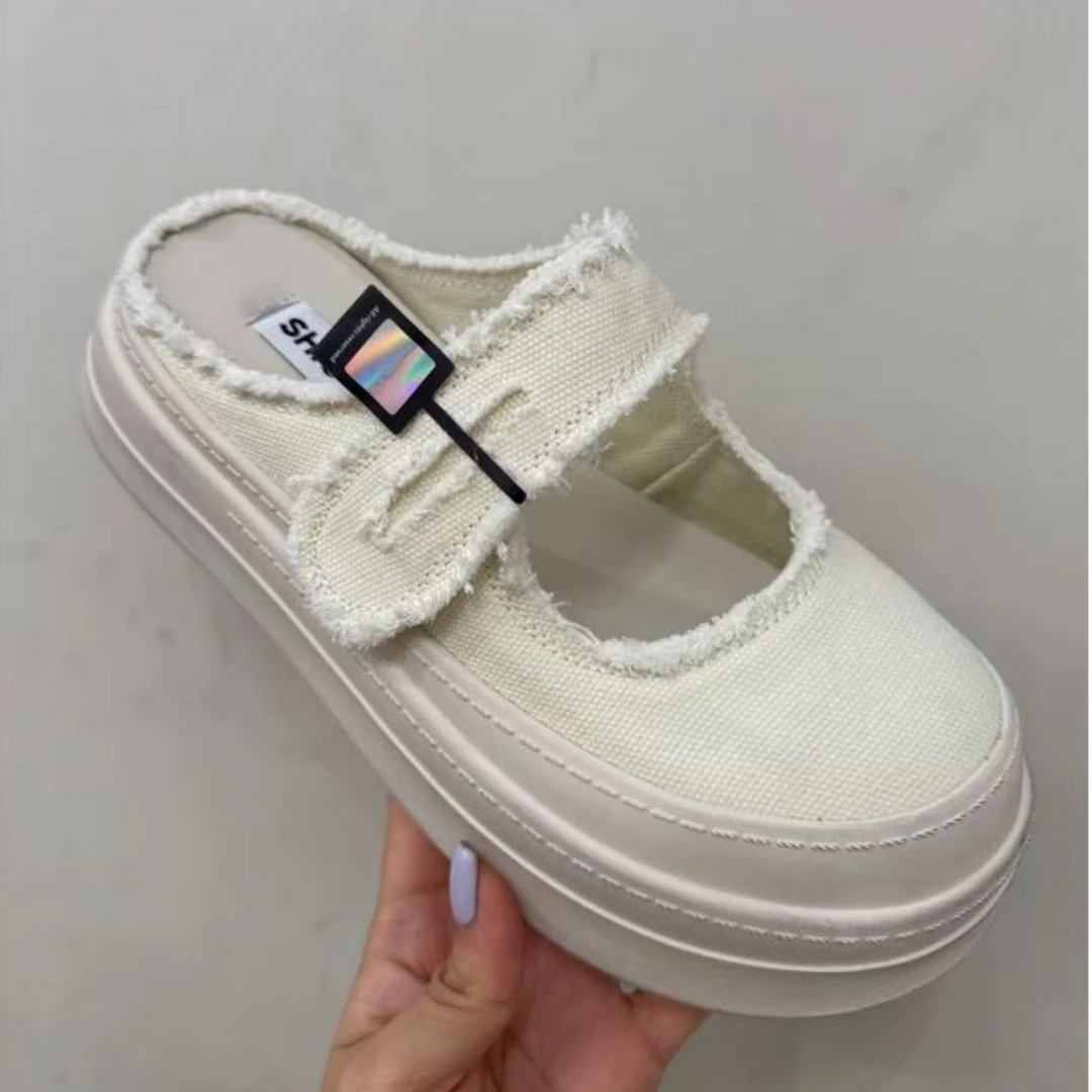 诗歌兰2025夏季新款小个子厚底外穿韩版做旧休闲包头半拖570-188