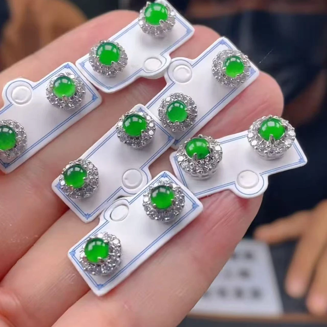 【玉经纶】204630/Q67-天然A货翡翠耳饰-多样性发其一