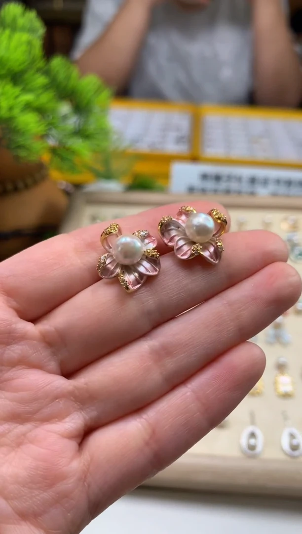 银S925镶嵌耳饰海水珍珠---105873