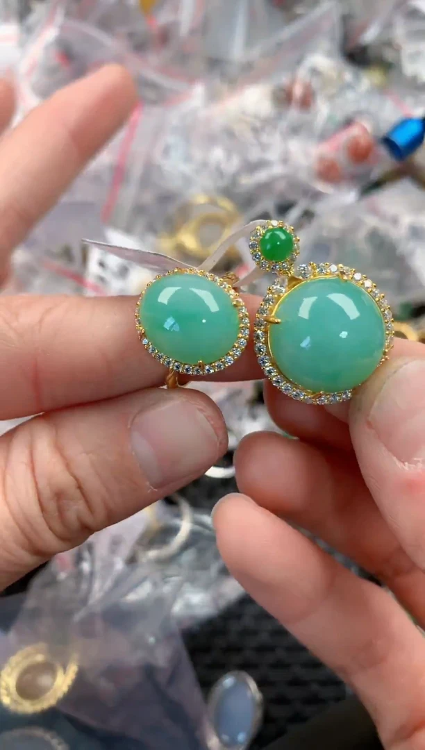 银S925镶嵌戒指翡翠555----9