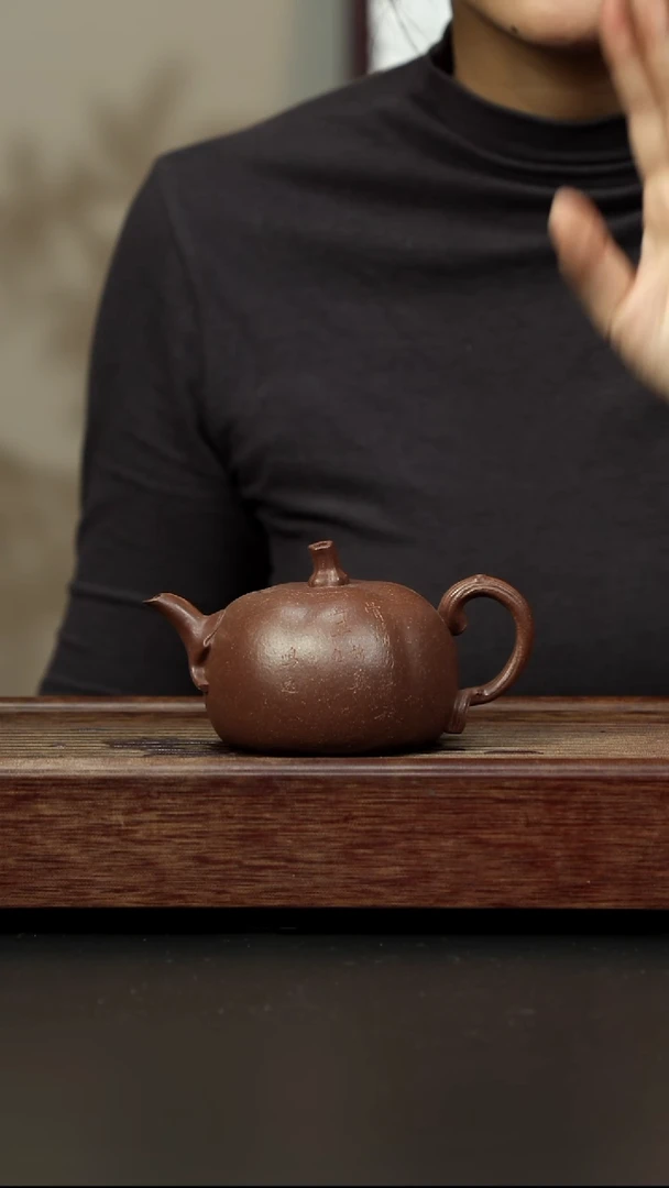 紫砂茶壶超矿标红降坡 鸣远南瓜