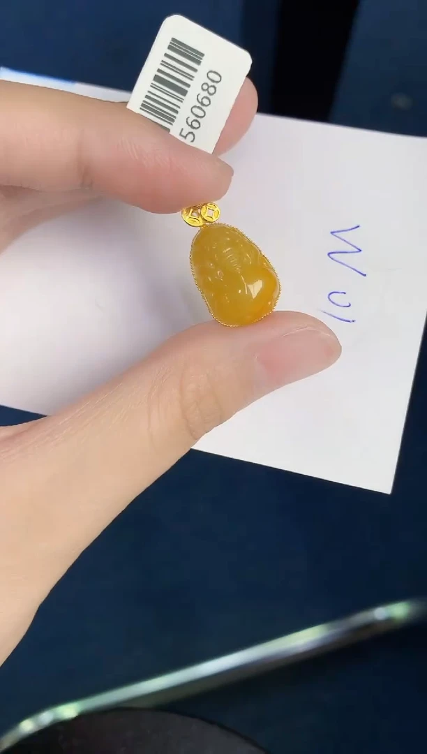 翡翠18K金镶嵌颈饰天然翡翠緬甸A貨