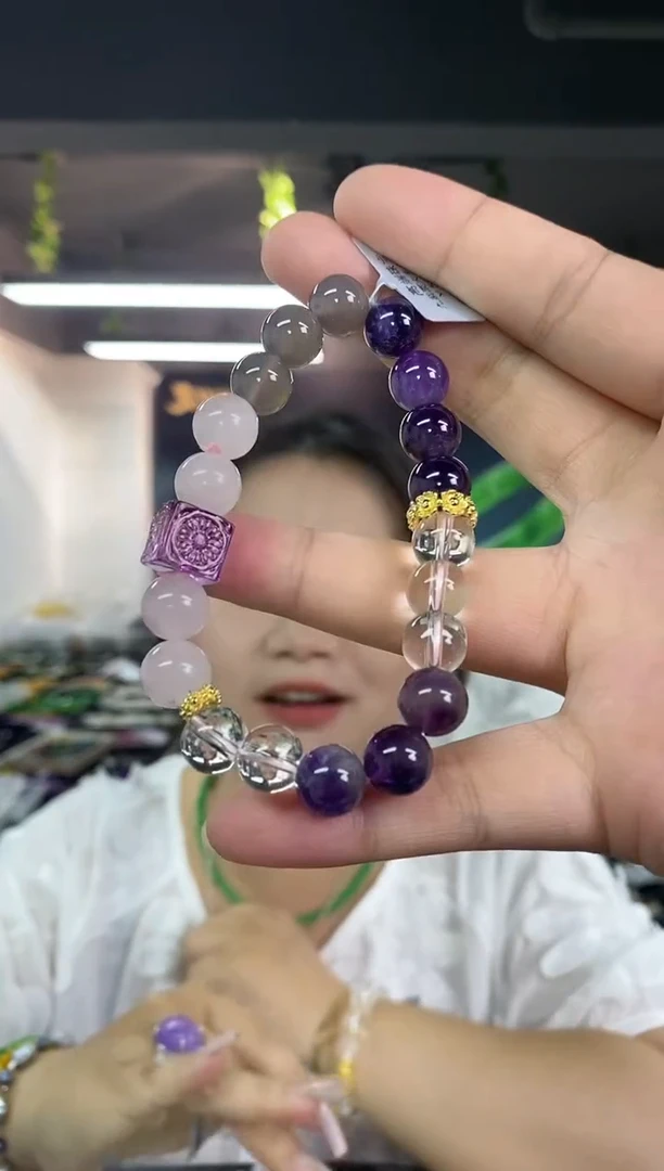 水晶手链未镶嵌多样性发其一，颜色微差