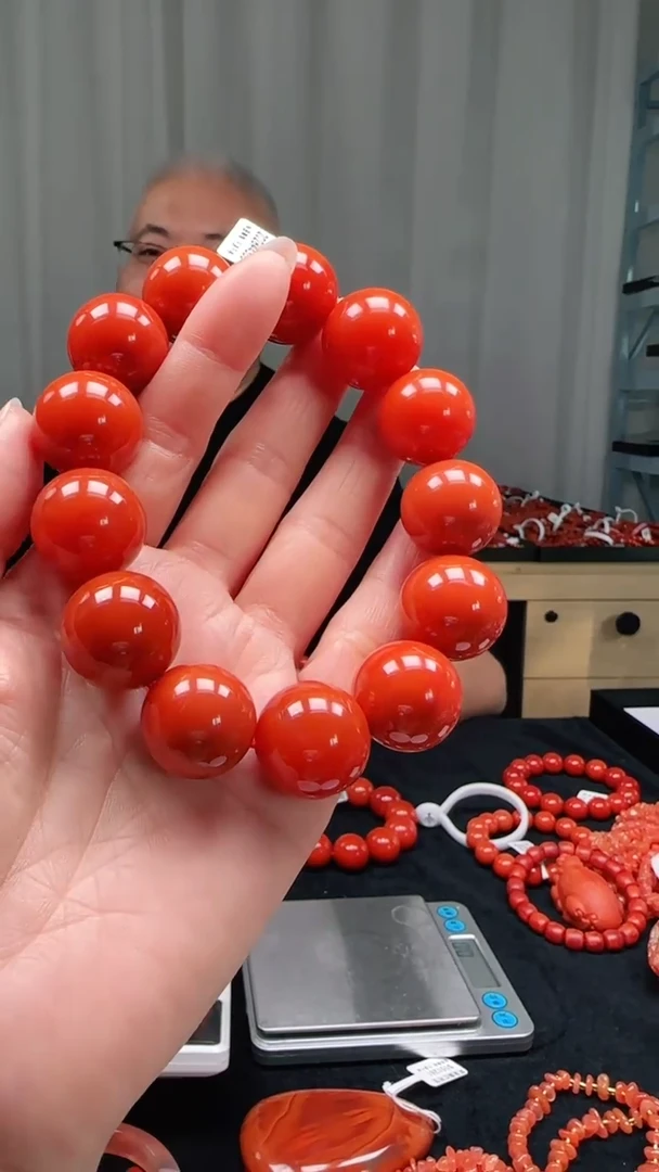 未镶嵌多样性发一件南红玛瑙【高货】柿锦红20mm保山圆珠单圈