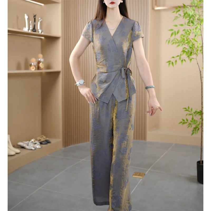 25350-1夏季新款时尚气质显瘦修身收腰法式两件套装