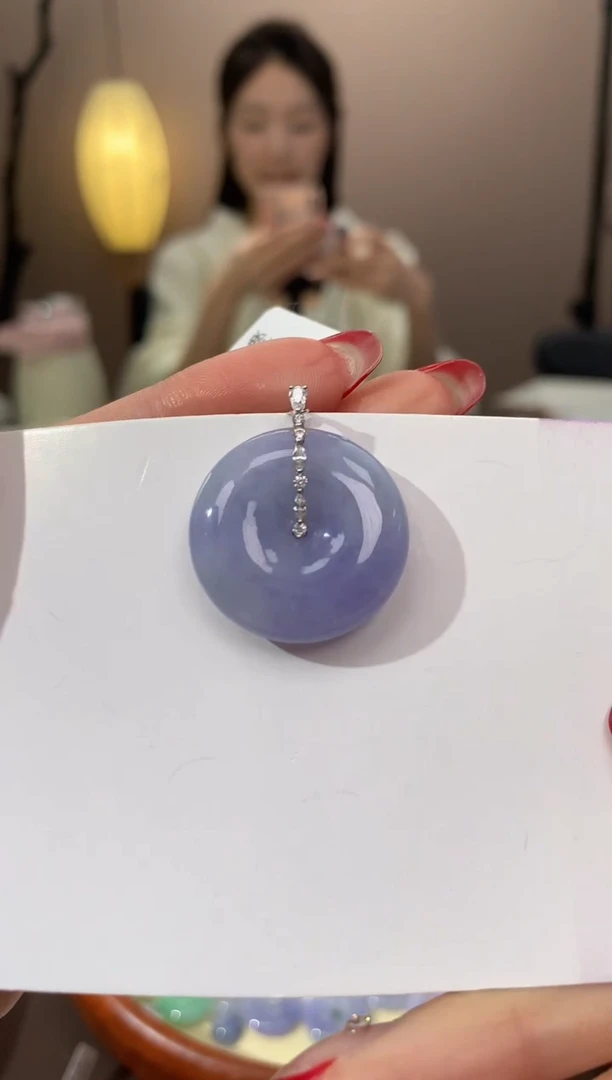 【闪购商品】翡翠颈饰18K金镶嵌天然缅甸a货翡翠