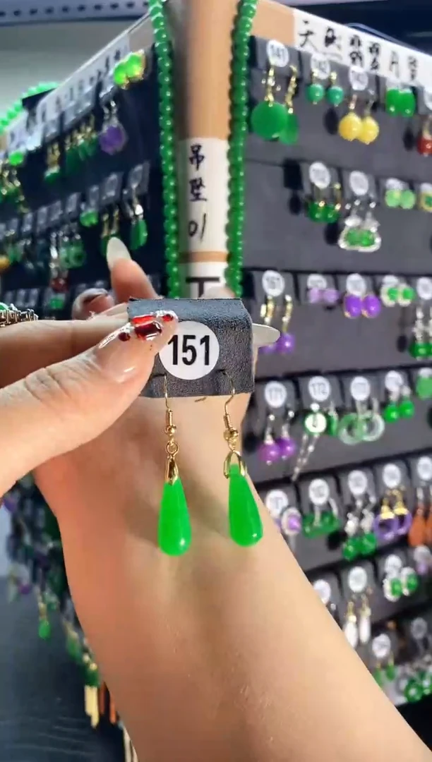 【闪购商品】翡翠耳饰银S925镶嵌151..