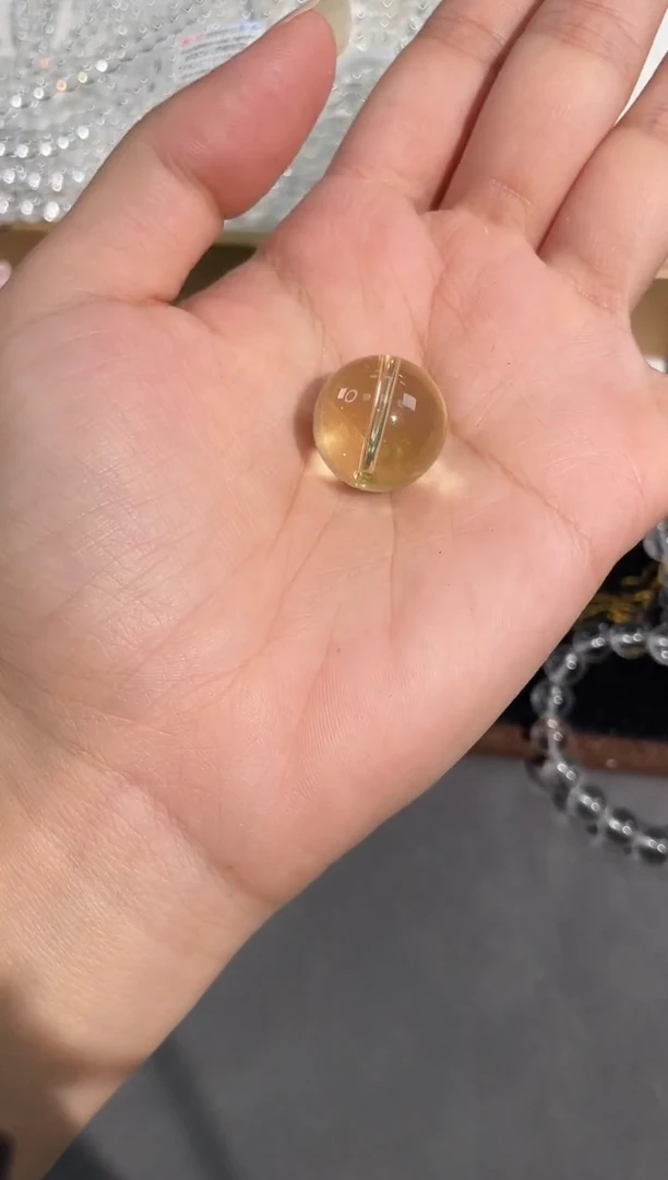 水晶手链未镶嵌5号星光黄水晶单颗配件17mm