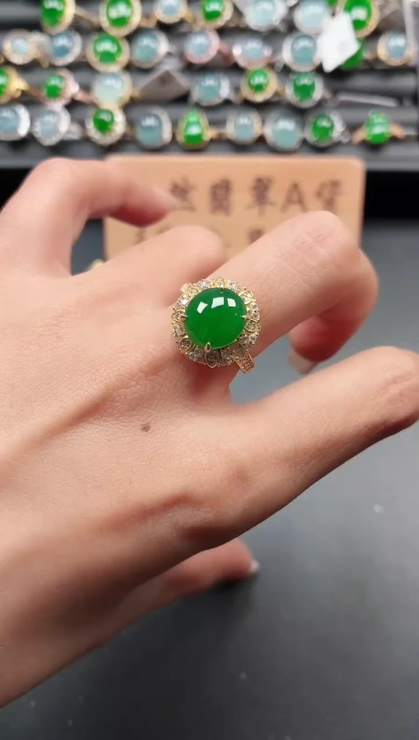 银S925镶嵌戒指翡翠1