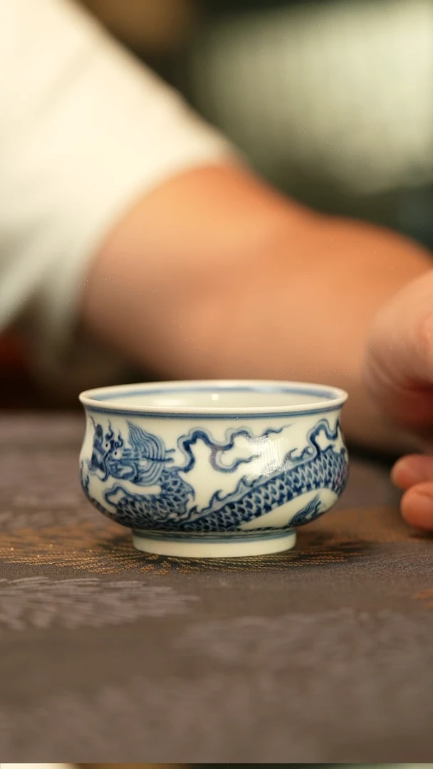 仿明青花铠甲龙纹小炉式