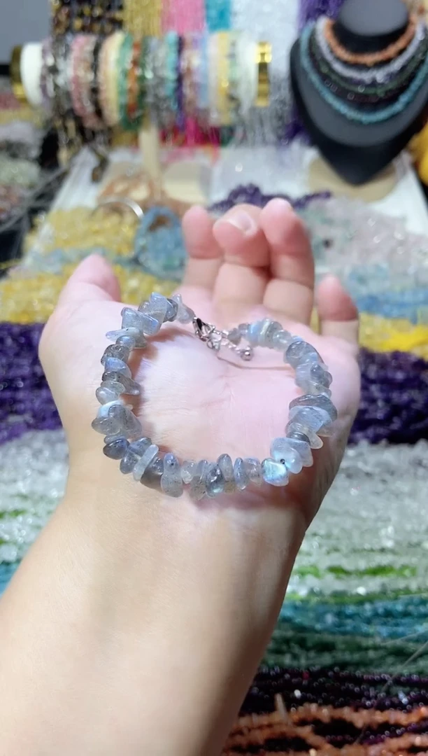 未镶嵌珠宝半成品水晶灰月光手链