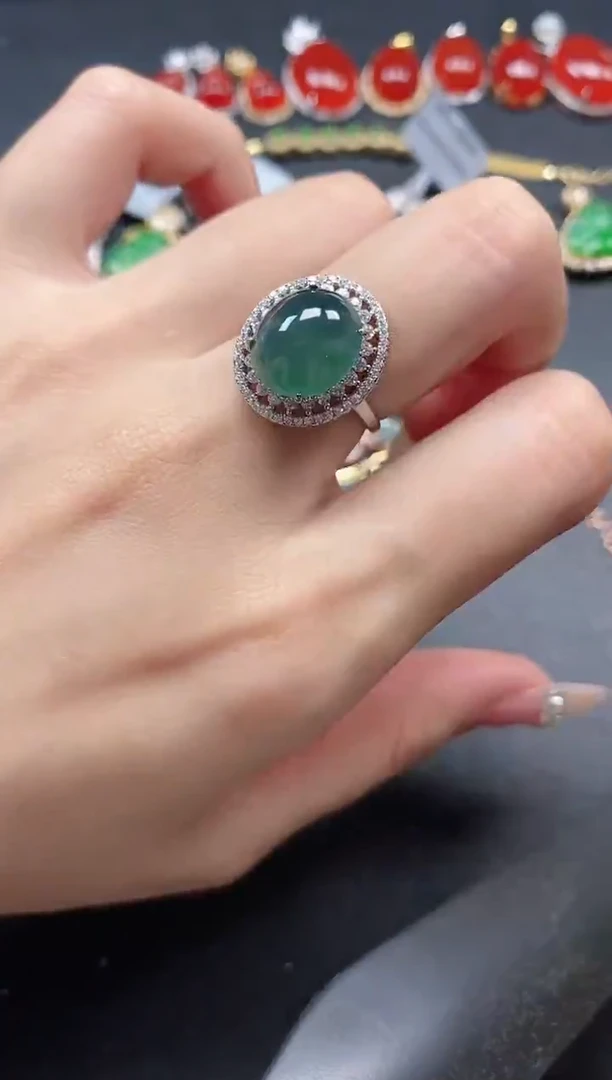 银S925镶嵌戒指翡翠5111